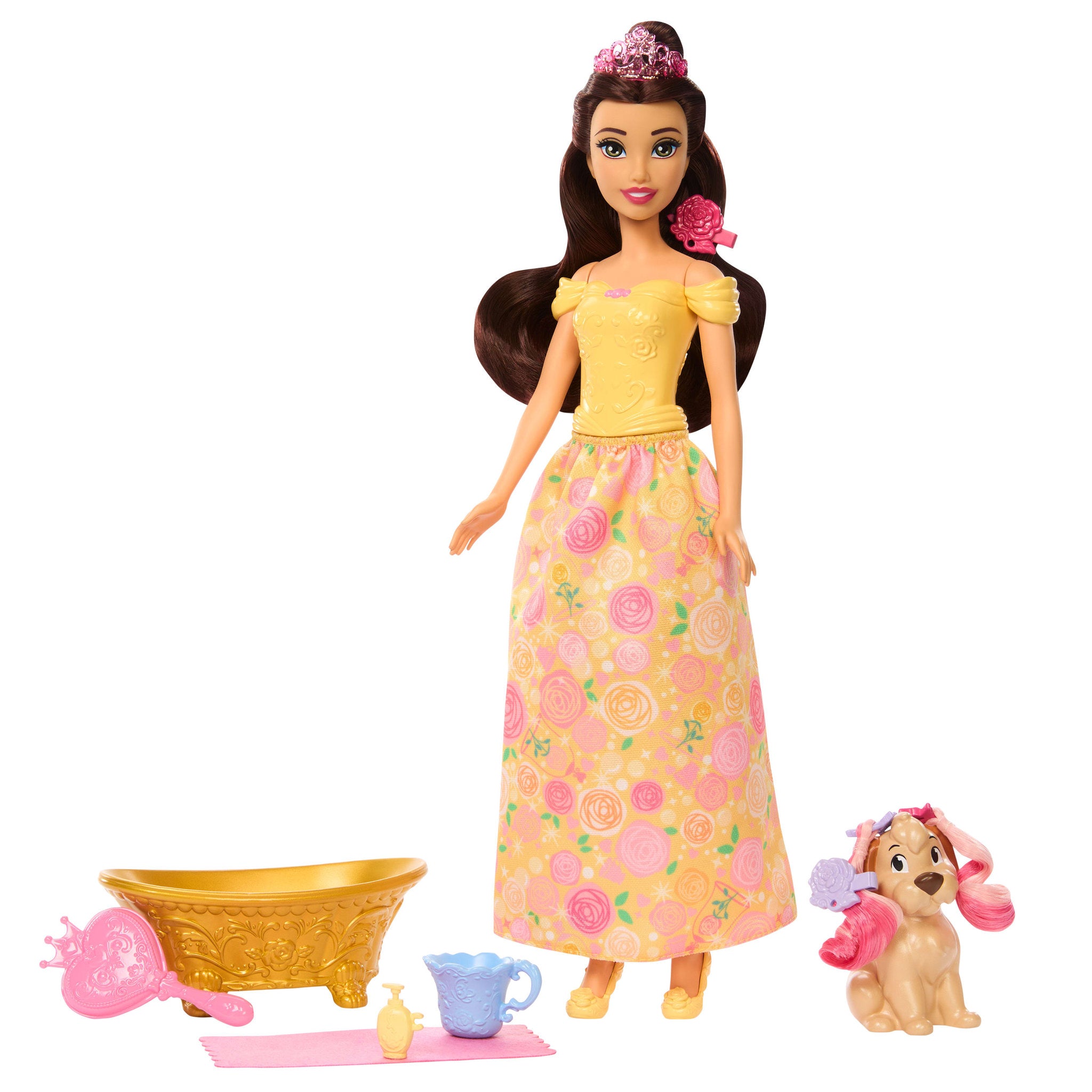 Disney Princess Bathe & Brush Belle Doll with Puppy
