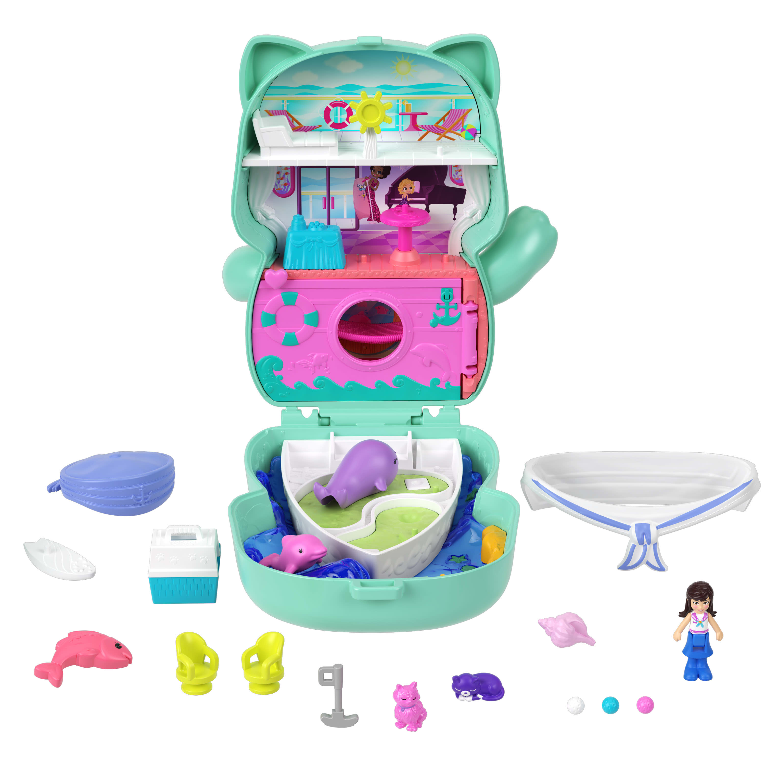 Polly Pocket World Core Compact Set Sail Kitty