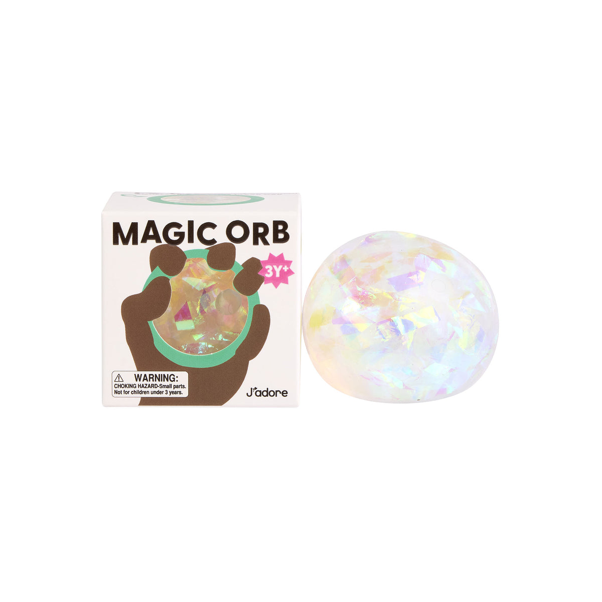 J'adore Magic Orb Water Glitter Squish Ball - Grey