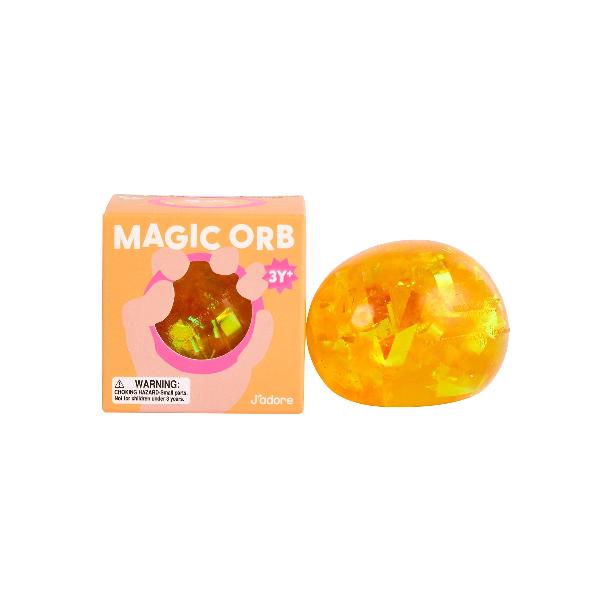 J'adore Magic Orb Water Glitter Squish Ball - Orange