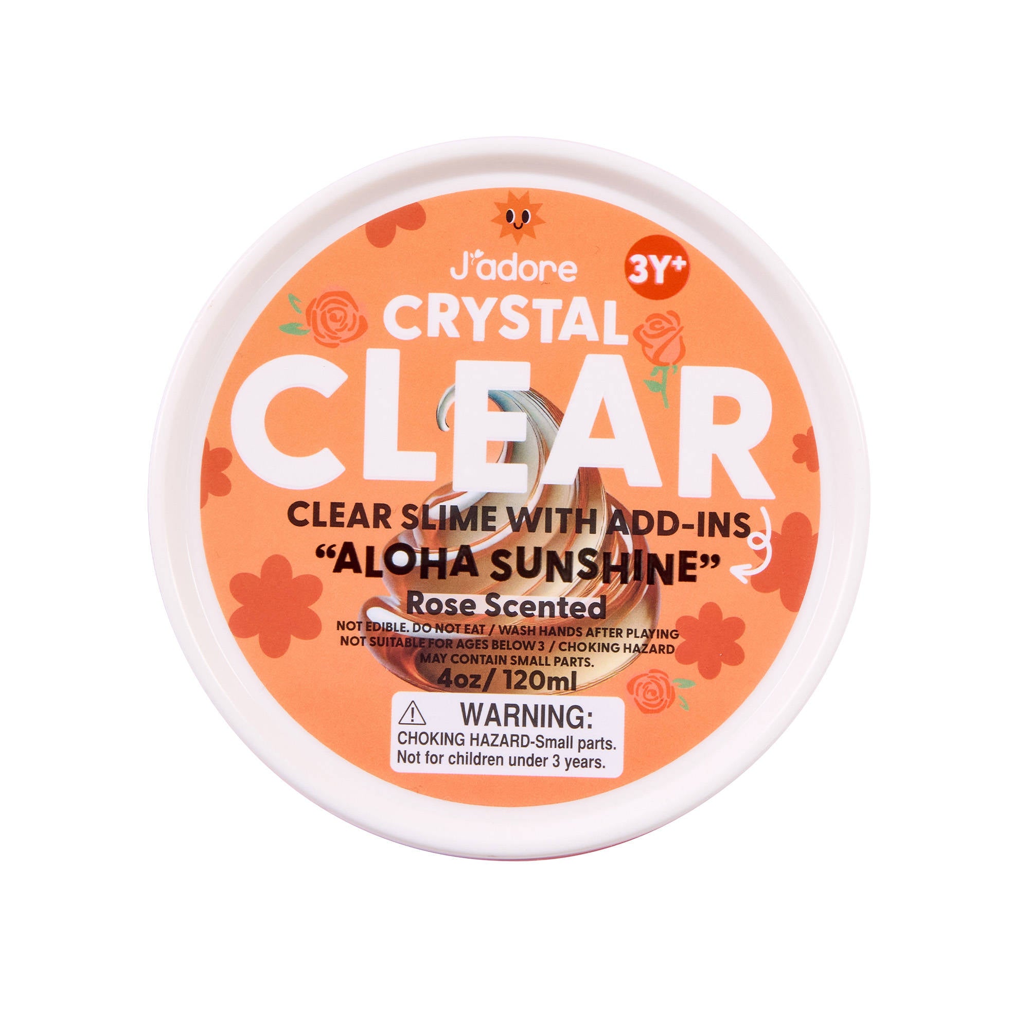 J'adore Crystal Clear Slime Fidget Sensory Toy - Aloha Sunshine, in packaging