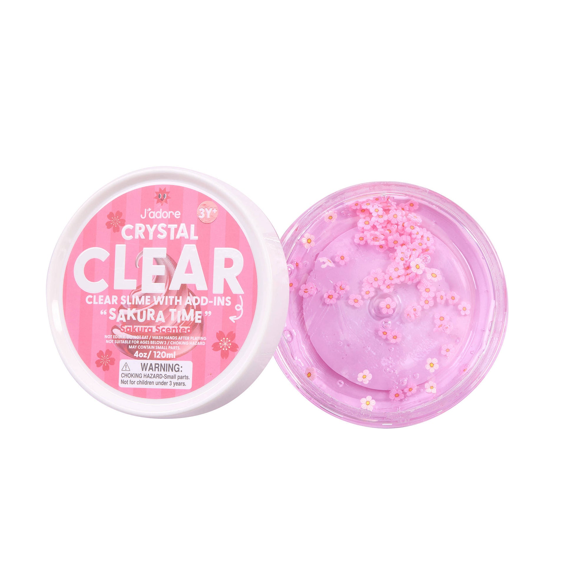 Pink slime with flowers: J'adore Crystal Clear Slime with Add-Ins - Sakura Time.
