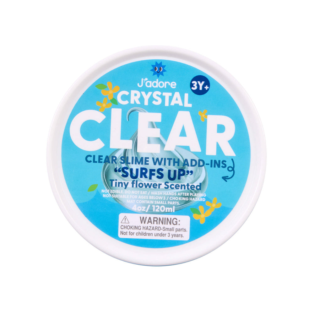 J'adore Crystal Clear Slime with Add-Ins - Surf's Up, in packaging