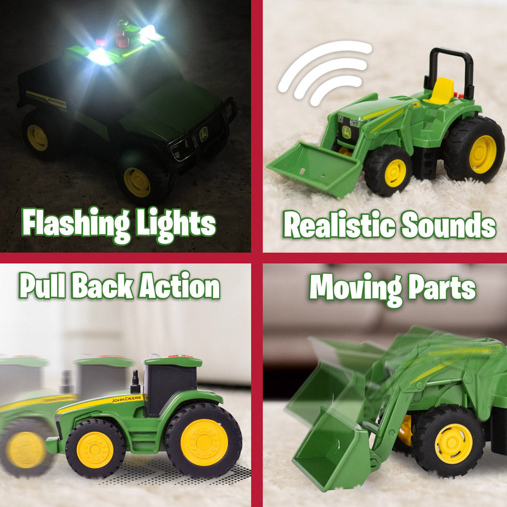 John Deere Lights & Sound Mini Tractor 3 Pack - Toyworld NZ