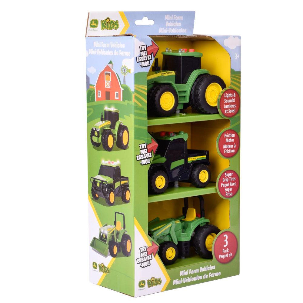 John Deere Lights & Sound Mini Tractor 3 Pack - Toyworld NZ