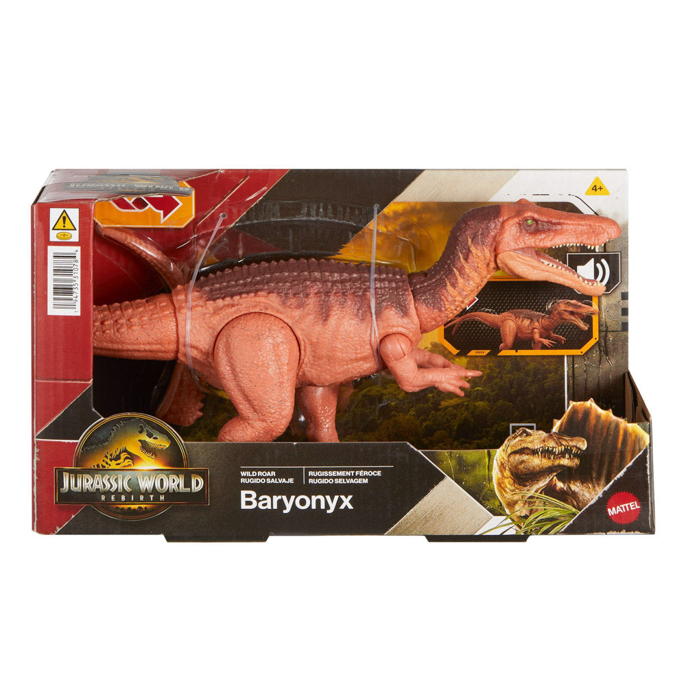 Jurassic World Rebirth Wild Roar Sounds Baryonyx toy.