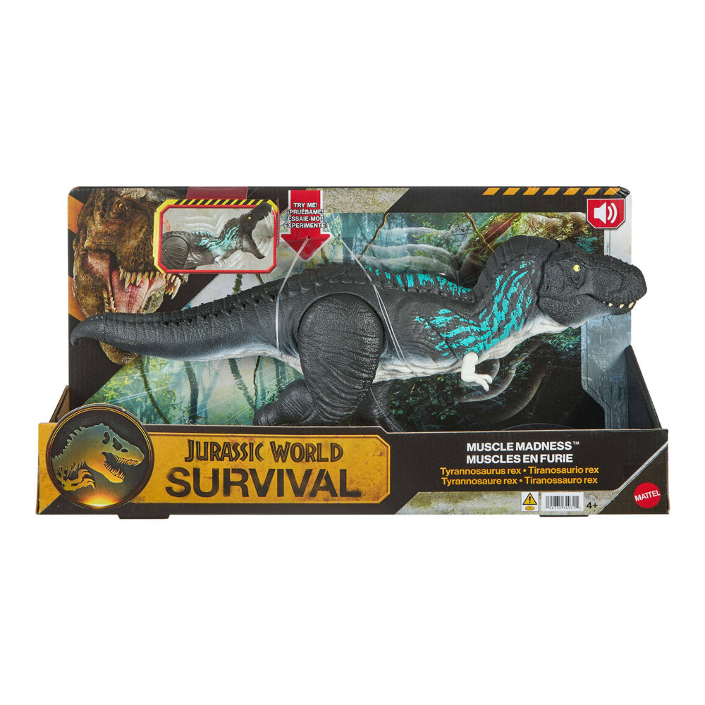 Jurassic World Survival Muscle Madness - Tyrannosaurus Rex dinosaur toy.