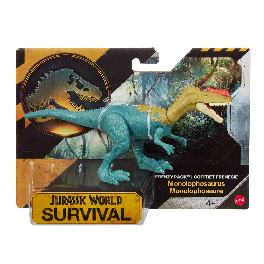 Jurassic World Survival Frenzy Pack Monolophosaurus Dinosaur figure toy, in packaging
