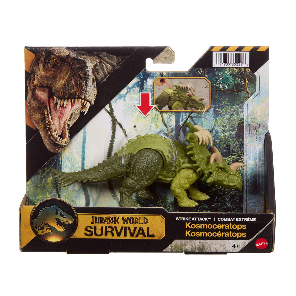 Jurassic World Survival Strike Attack - Kosmoceratops dinosaur figure toy, in packaging
