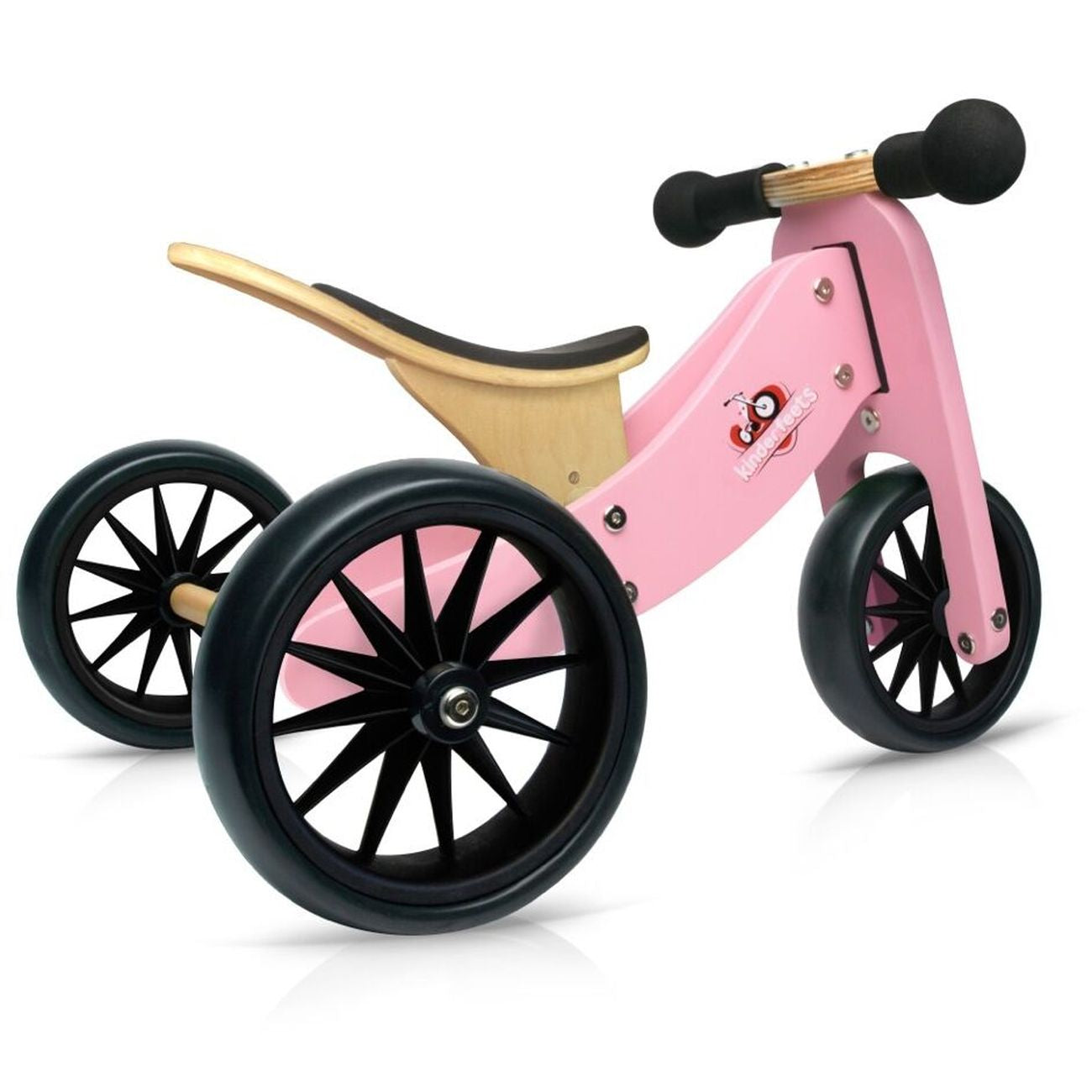 Kinderfeets Tiny Tot Plus Wooden Trike Rose Pink