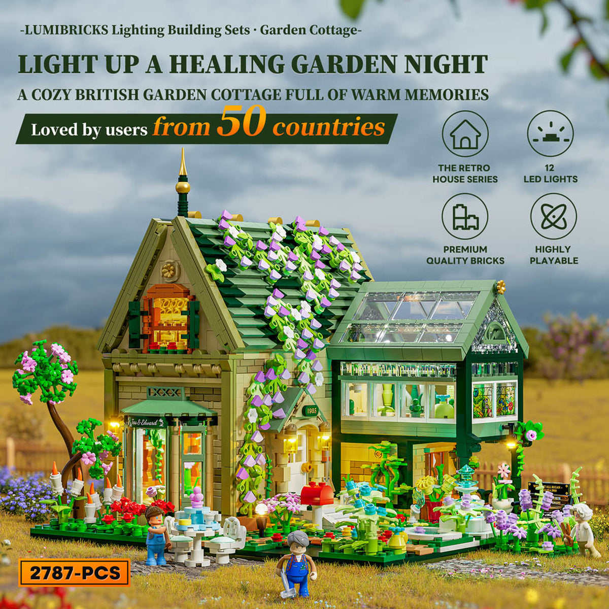 Lumibricks Retro House Garden Cottage