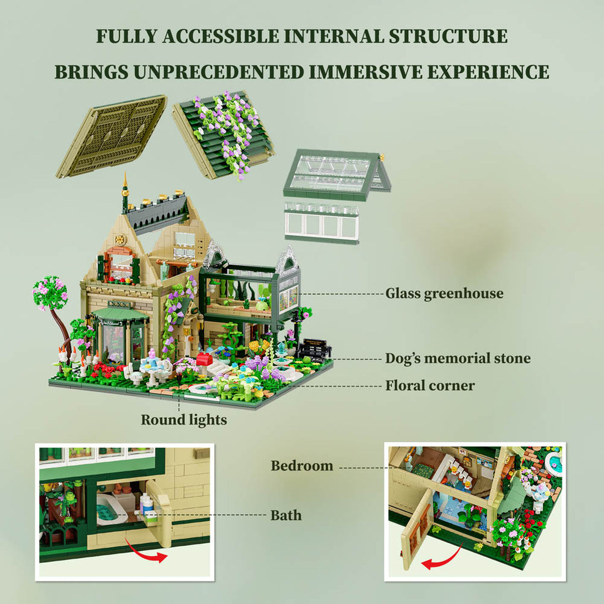 Lumibricks Retro House Garden Cottage