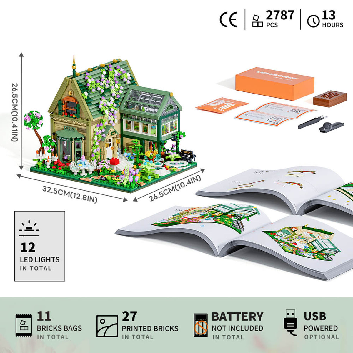 Lumibricks Retro House Garden Cottage