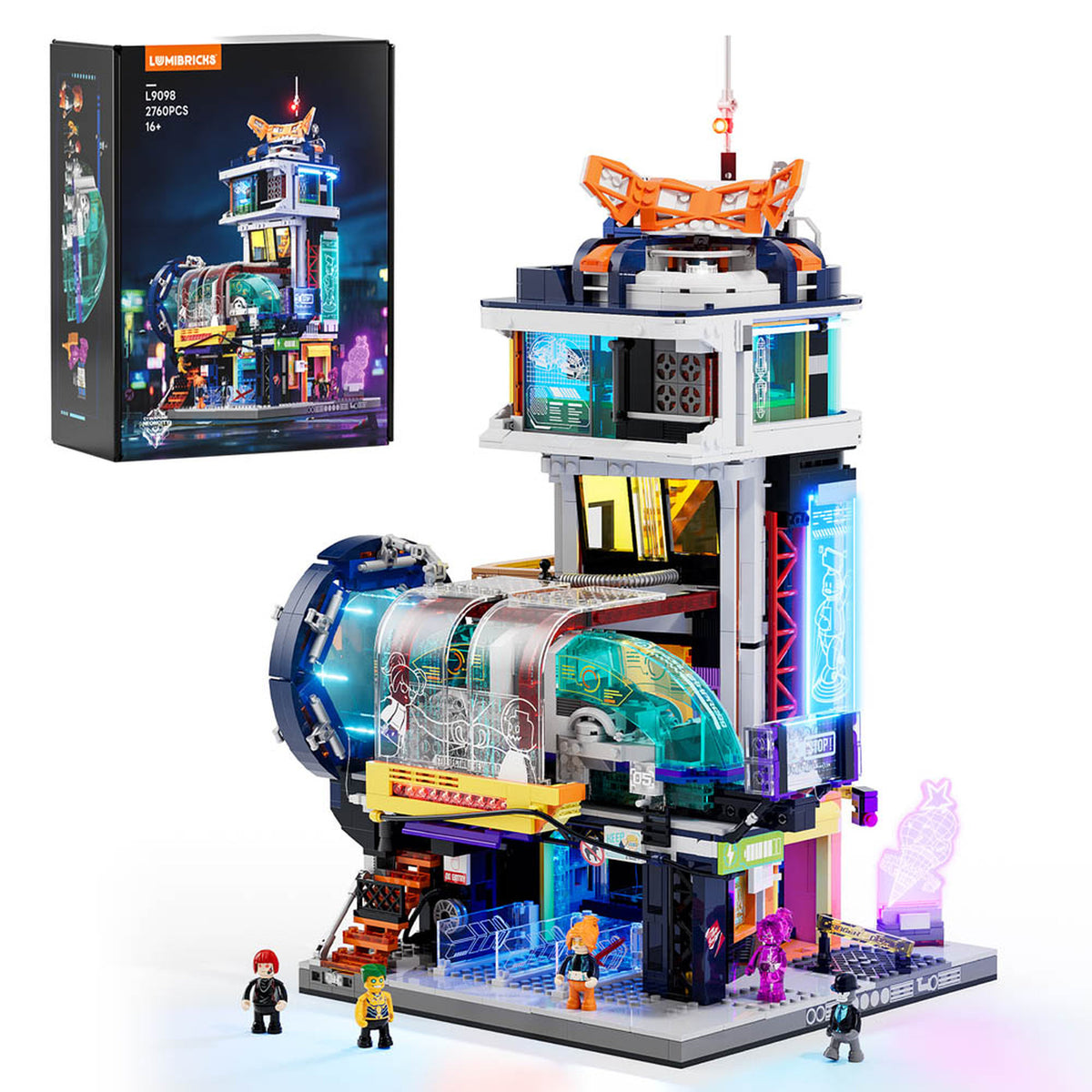 Lumibricks Cyberpunk Neoncity Floating Train Station