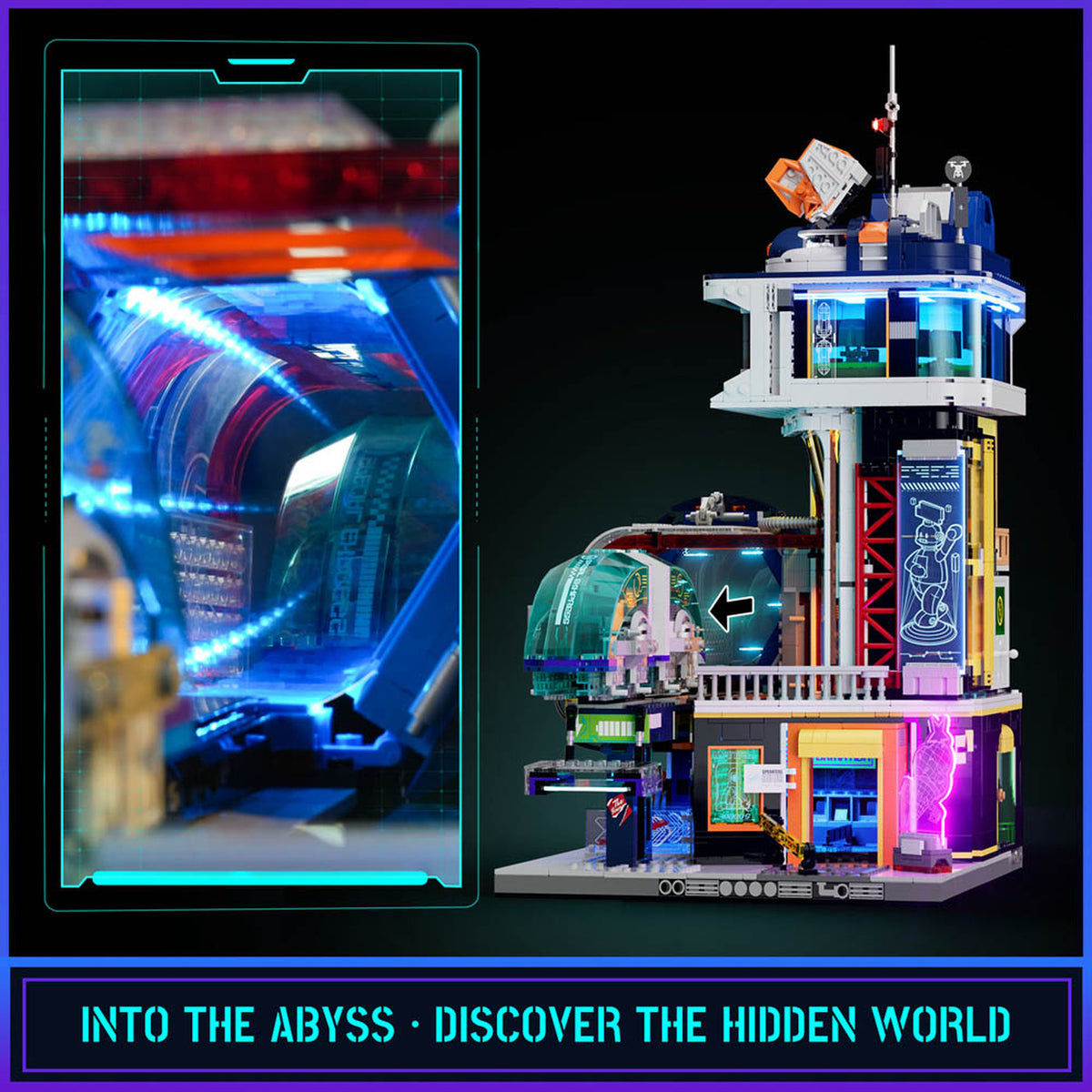 Lumibricks Cyberpunk Neoncity Floating Train Station