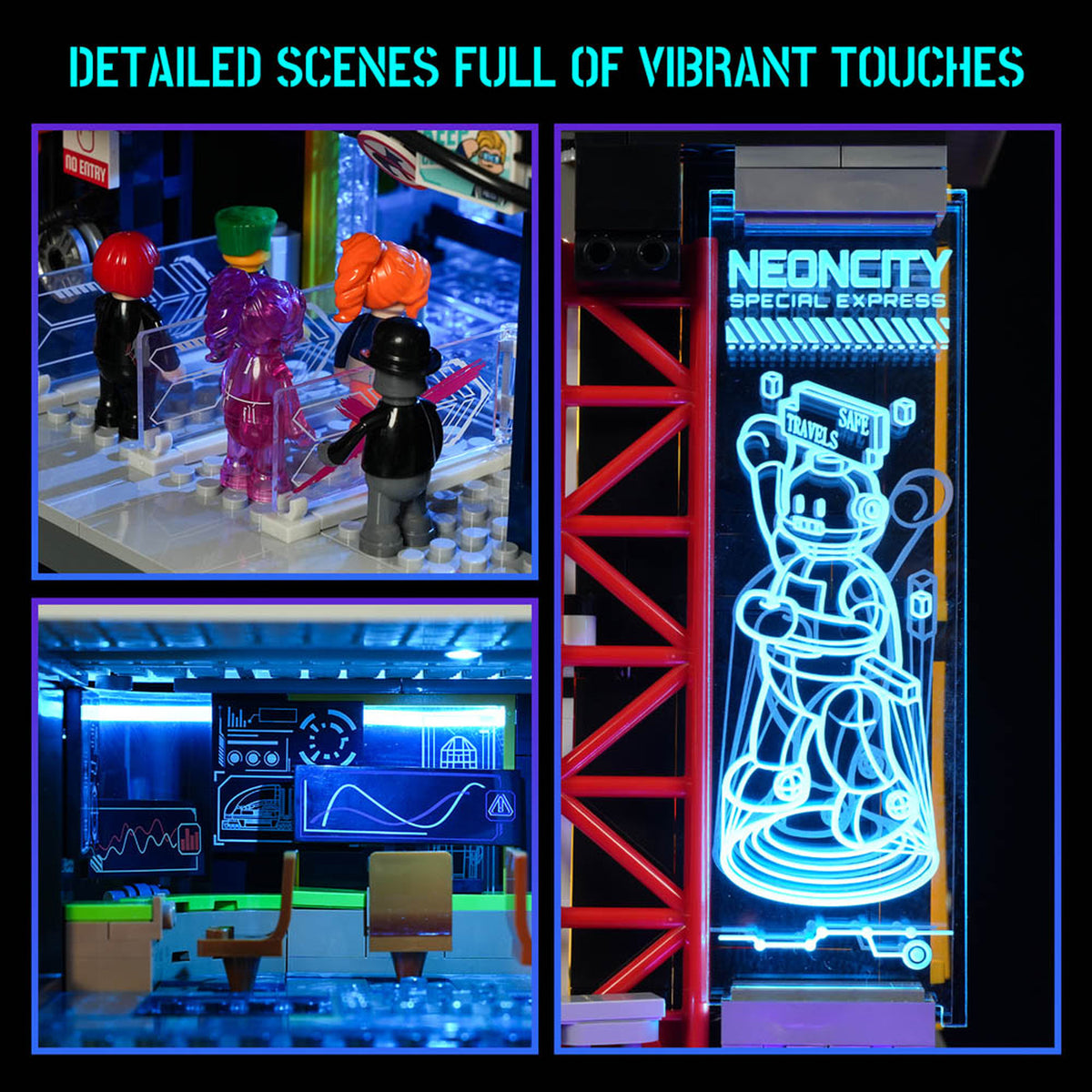 Lumibricks Cyberpunk Neoncity Floating Train Station