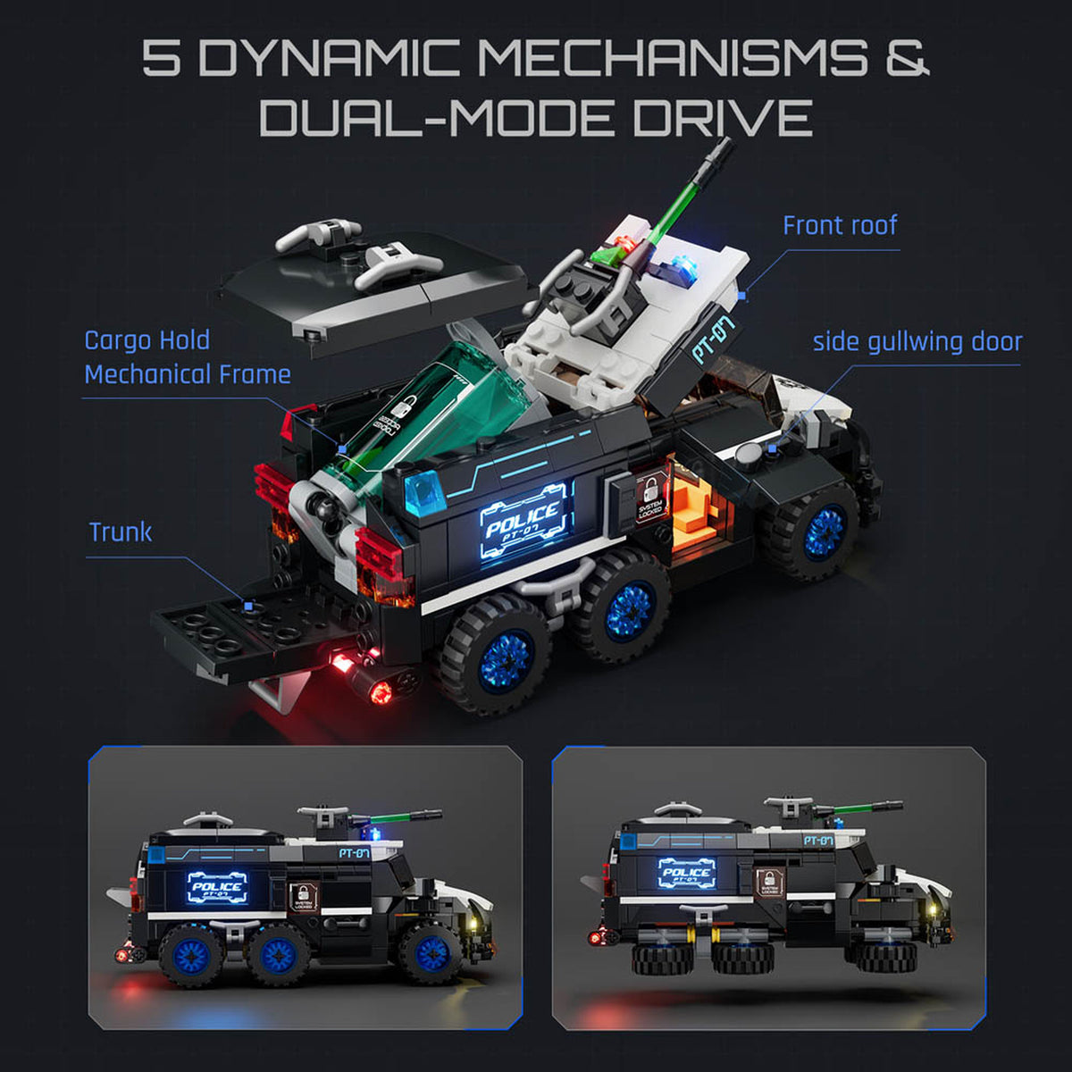Lumibricks Cyberpunk Neoncity Police Urban Convoy