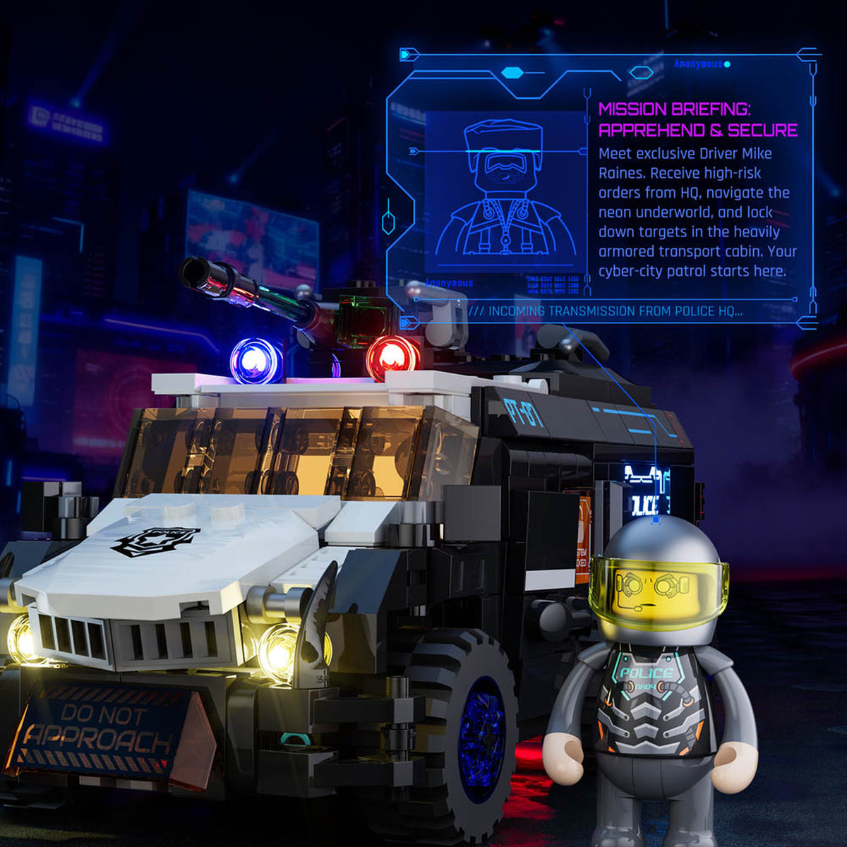Lumibricks Cyberpunk Neoncity Police Urban Convoy