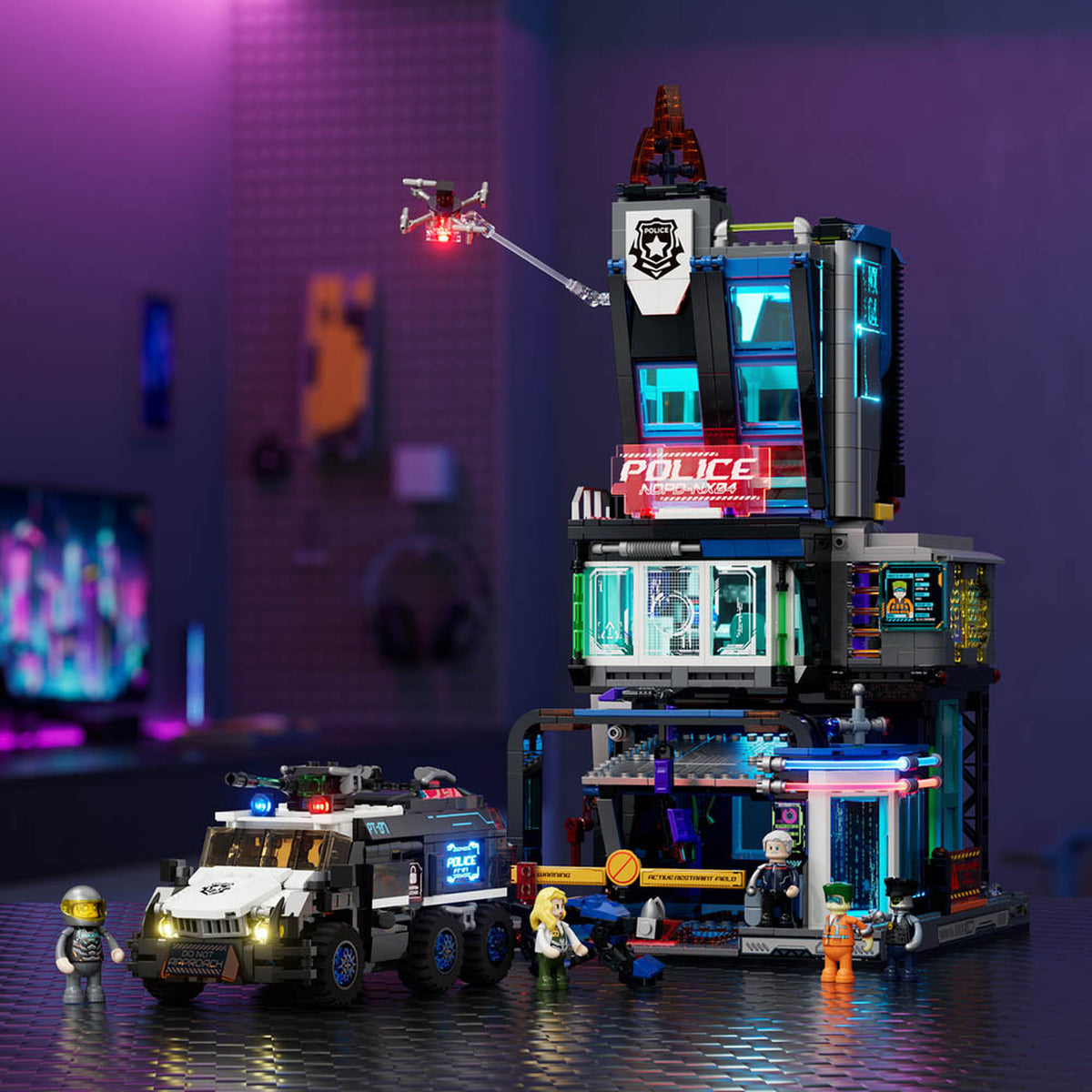 Lumibricks Cyberpunk Neoncity Police Urban Convoy
