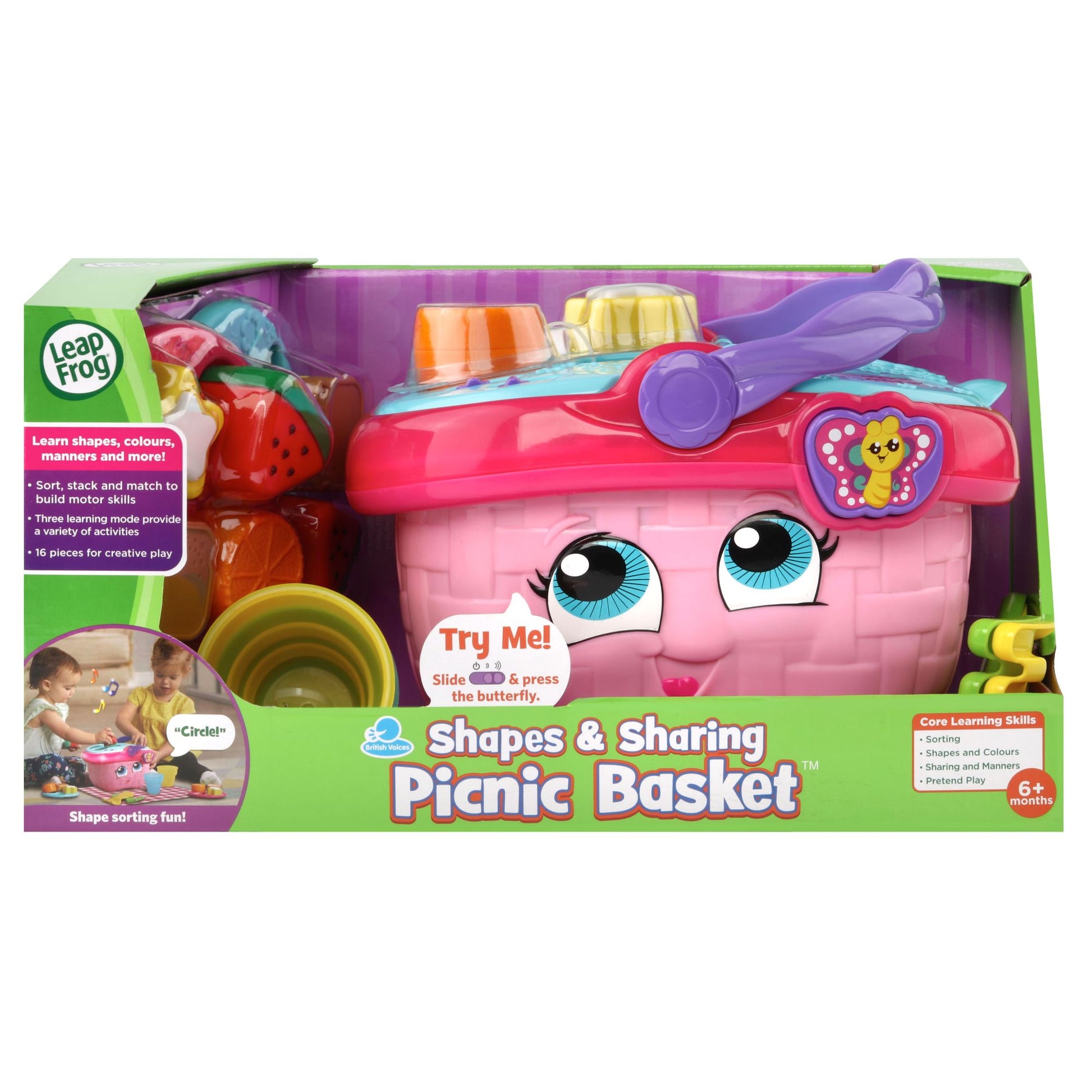 LeapFrog Shapes & Sharing Picnic Basket Pink - Toyworld NZ