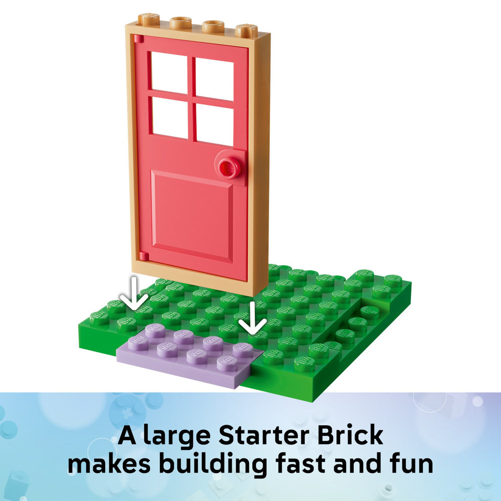 The LEGO 11212 Gabby’s Dollhouse Kitty Fairy’s Garden House set includes a starter brick.