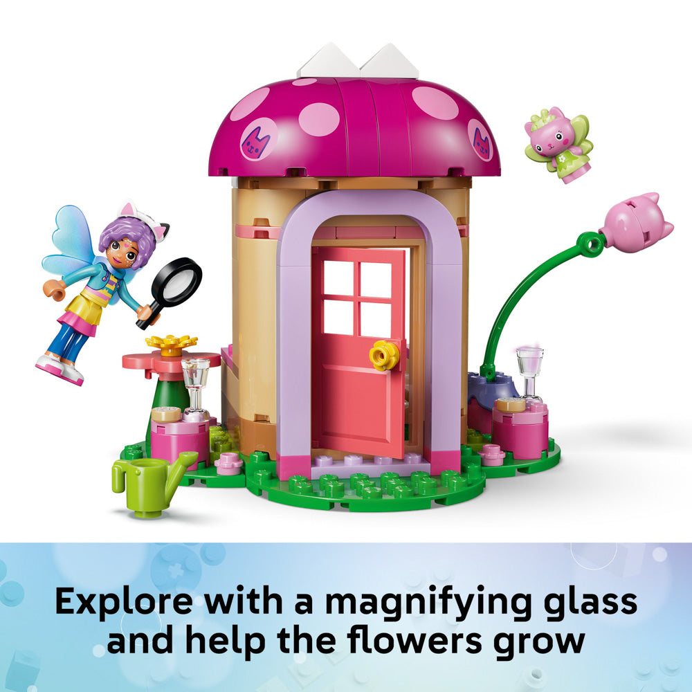 Assembled LEGO 11212 Gabby’s Dollhouse Kitty Fairy’s Garden House set.