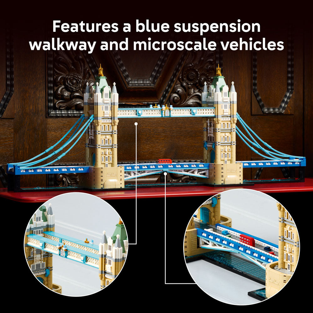 Suspension walkway on the LEGO 21067 Architecture Tower Bridge River Thames set.