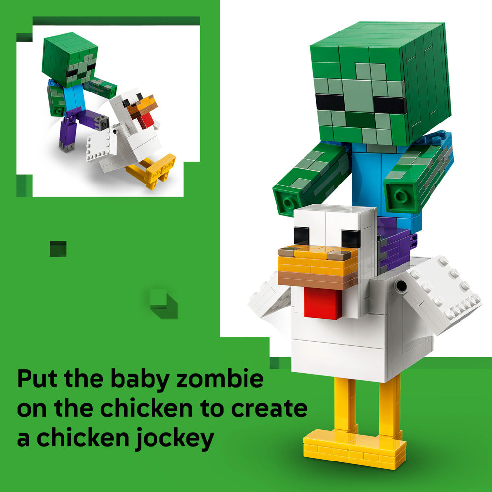 Assembled LEGO 21582 Minecraft Chicken Jockey set
