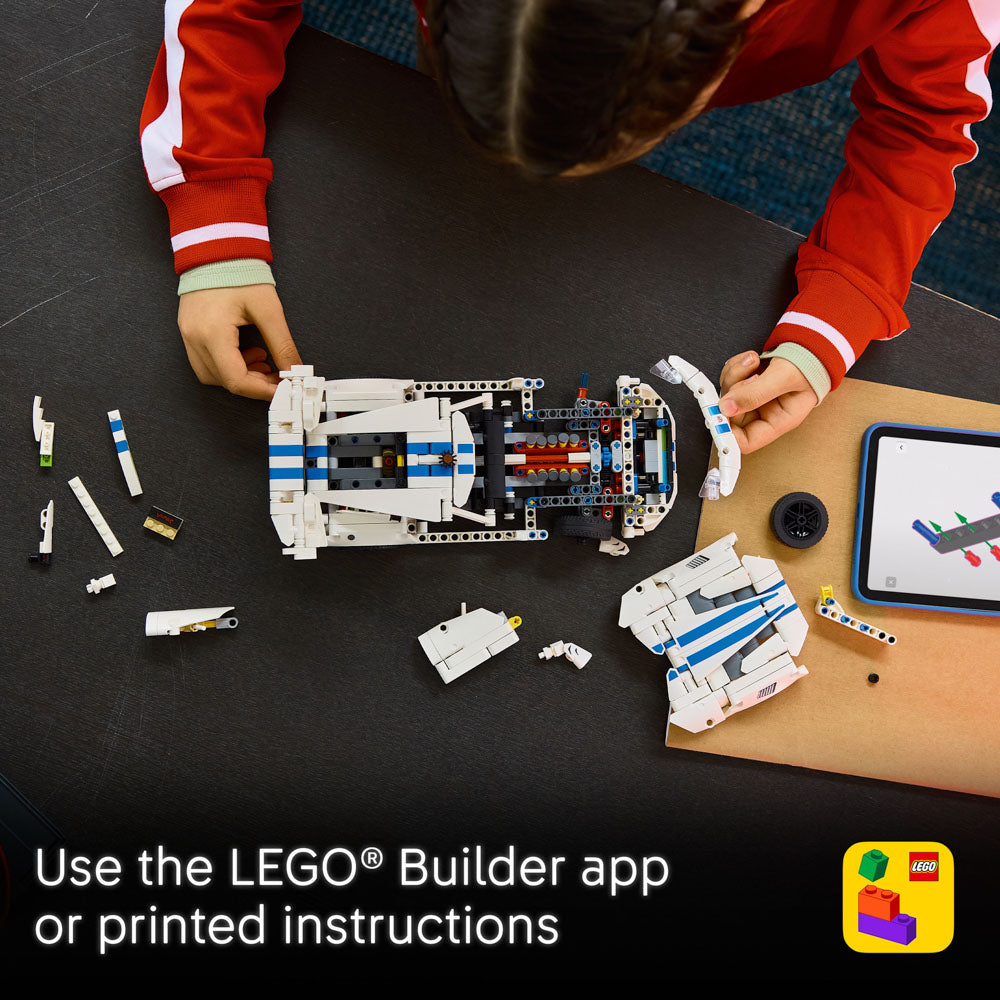 Use the lego builder app to make the LEGO 42234 Technic Dodge Viper GTS-R Sports Car set.