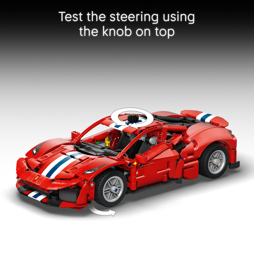 Turn the steering knob on the LEGO 42235 Technic Ferrari 488 Pista Car set.