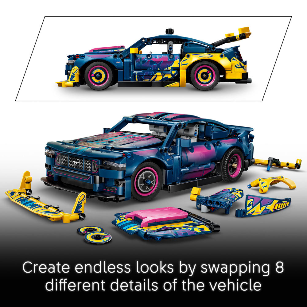8 different details to choose for the   LEGO 42236 Technic Custom Garage Ford Mustang GT Car set