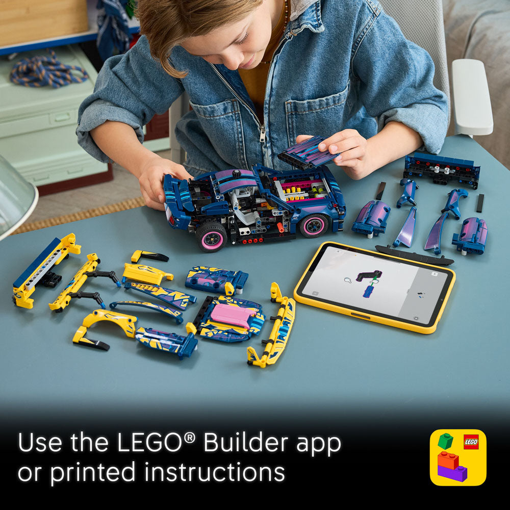 Use the lego builder app to make the Assembled LEGO 42236 Technic Custom Garage Ford Mustang GT Car set
