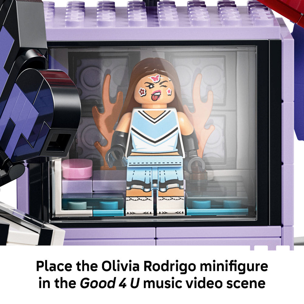 Olivia minifigure inside the music video scene in the LEGO 43030 Editions Music Olivia Rodrigo's Secret Storage set