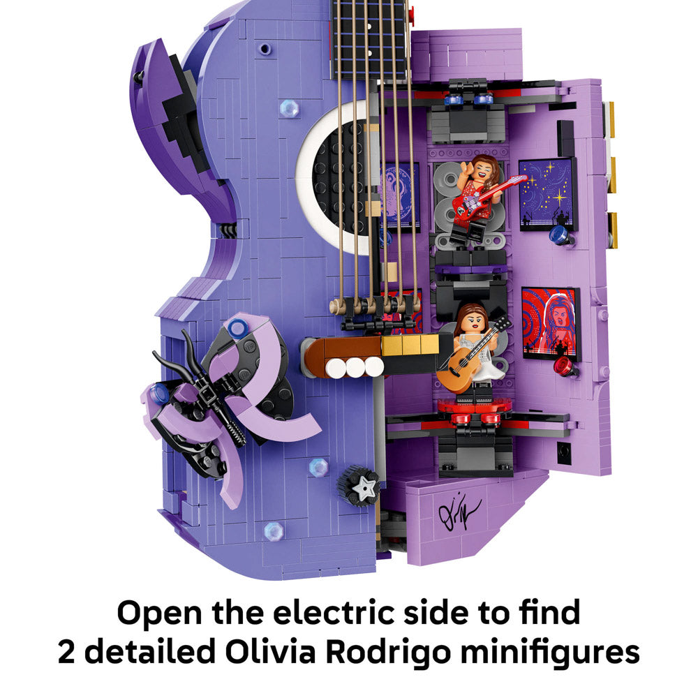 The LEGO 43031 Editions Music Olivia Rodrigo's Dual Guitar set includes two Olivia minifigures