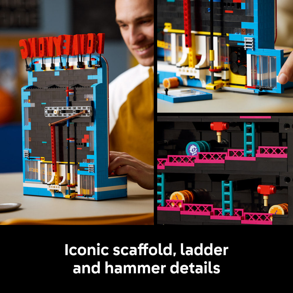 Scaffold, ladder and hammer details in the LEGO 72051 Super Mario Donkey Kong Arcade Game set.
