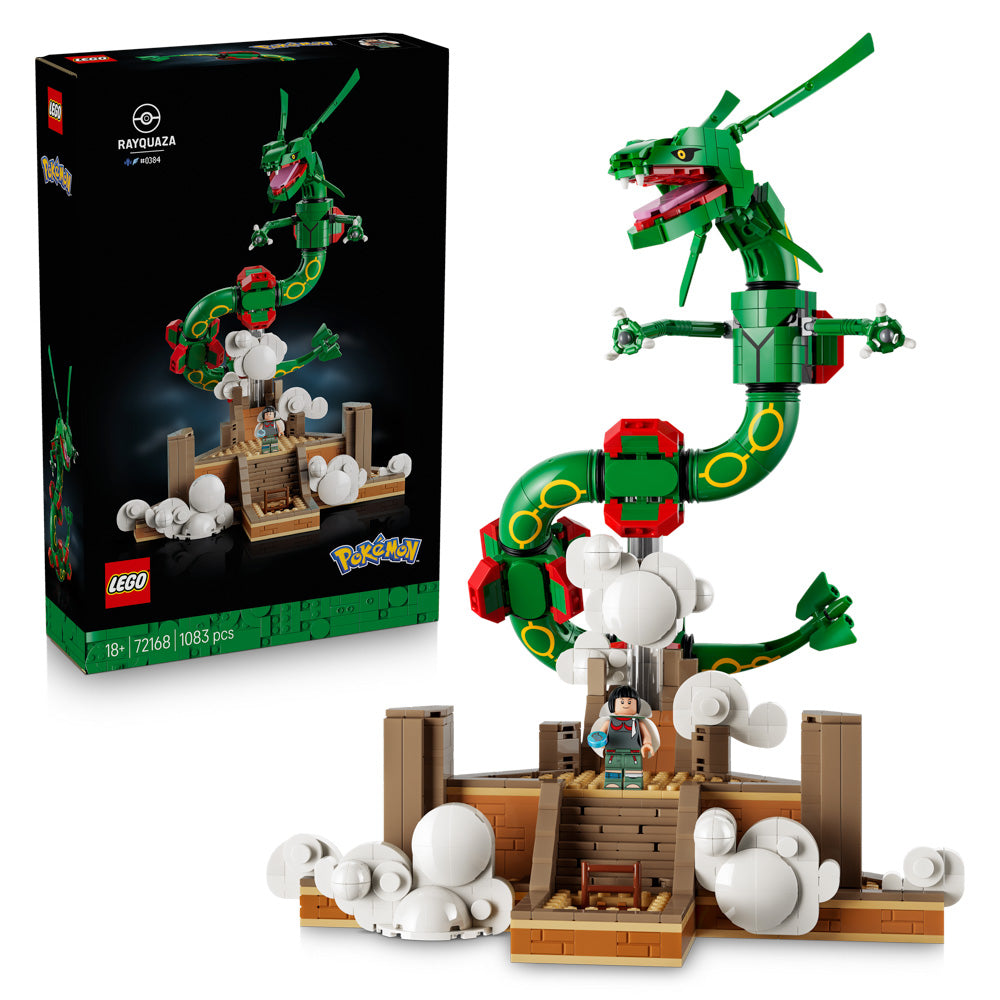 Assembled LEGO 72168 Pokémon Dragon Rayquaza set.