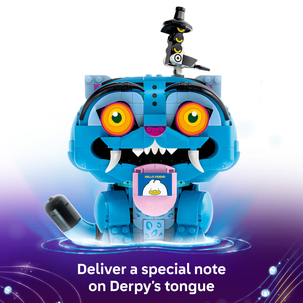 Put a note on Derpy's tongue, in the LEGO 72537 KPop Demon Hunters Derpy Tiger and Sussie Bird set