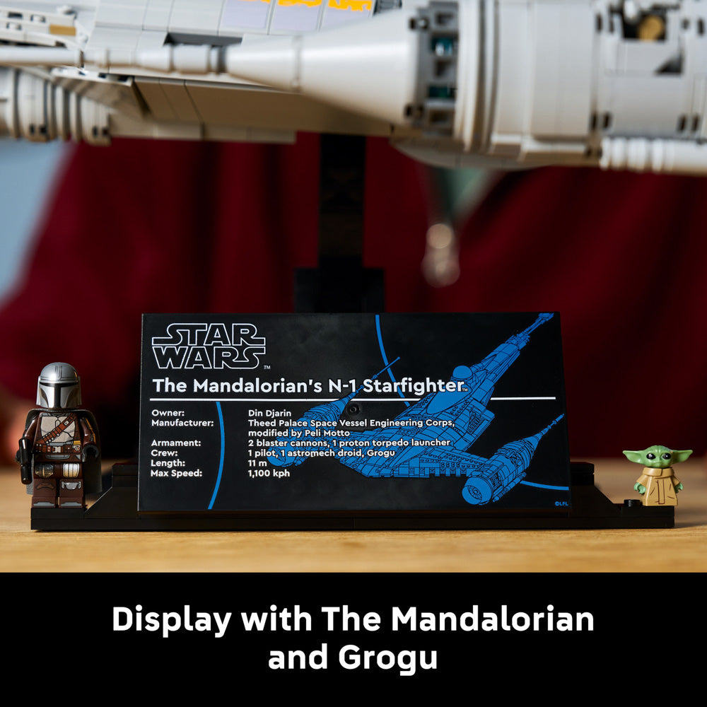 Display stand included with the LEGO 75442 Star Wars The Mandalorian's N-1 Starfighter set