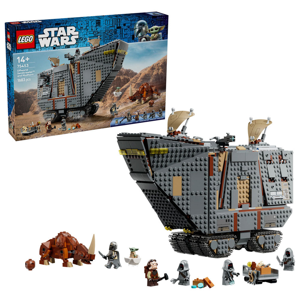 Assembled LEGO 75453 Star Wars Offworld Sandcrawler and Mudhorn set.