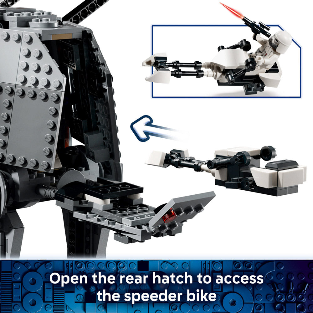 Rear hatch opens on the assembled LEGO 75454 Star Wars Imperial Remnant AT-AT with INT-4 set