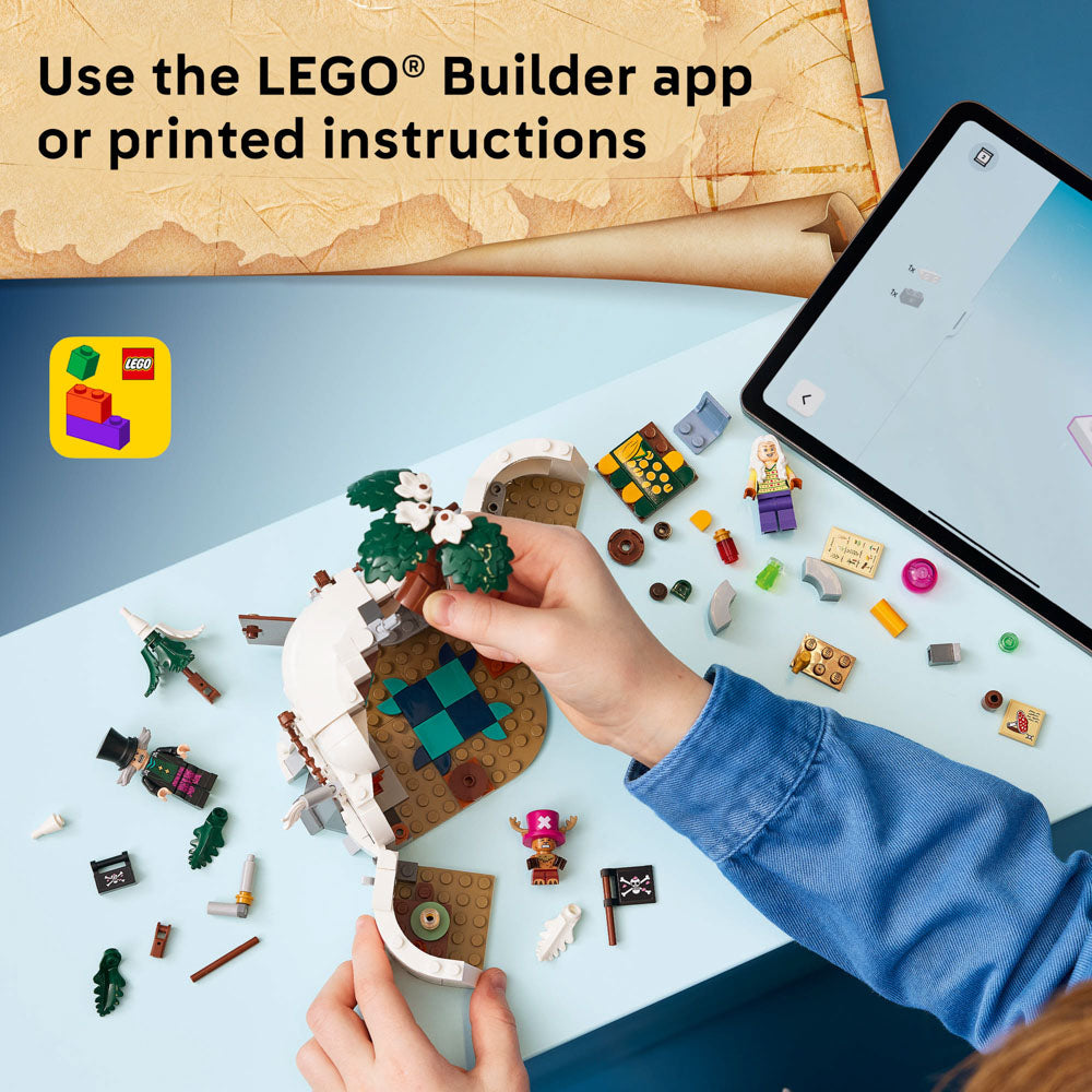 Use the lego builder app to make the LEGO 75641 ONE PIECE Dr. Hiriluk's Hideout diorama set