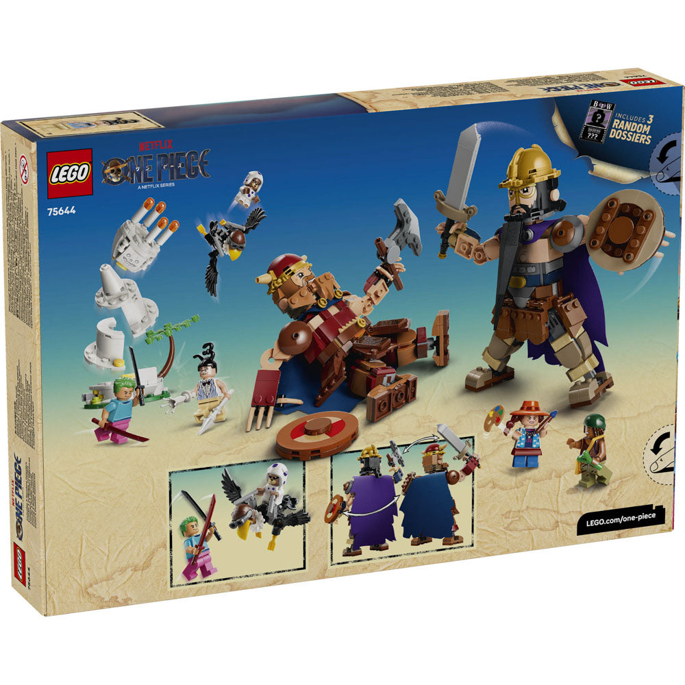 Back packaging of the LEGO 75644 ONE PIECE Dorry vs. Brogy – Giants of Little Garden set