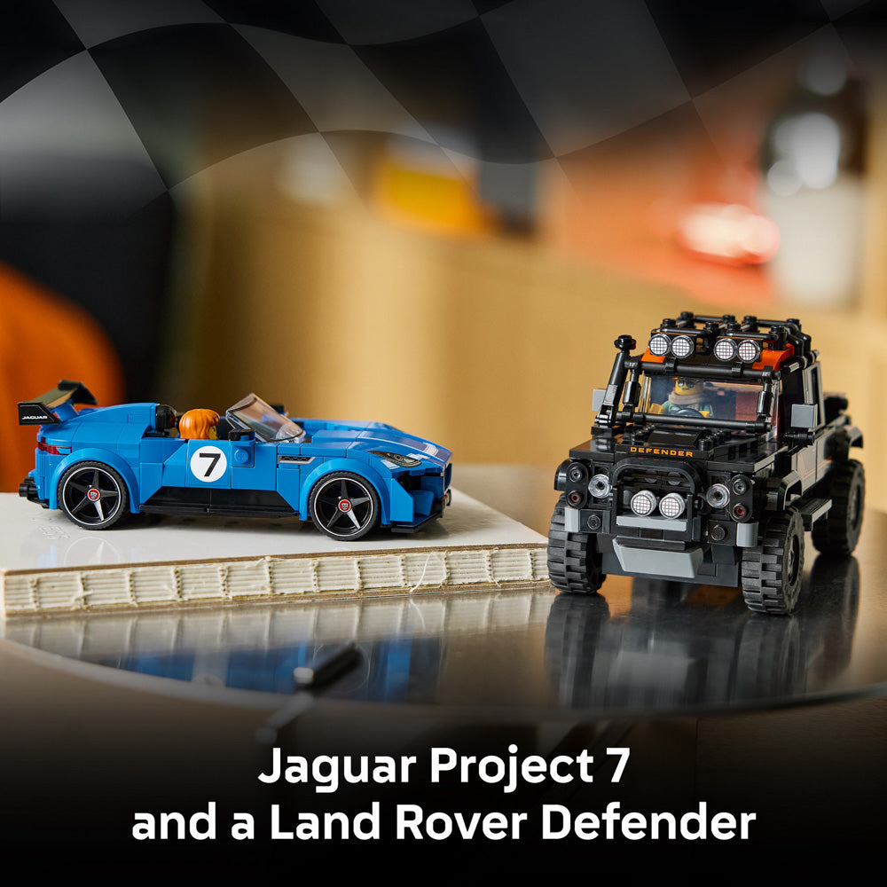 Assembled LEGO 77264 Speed Champions Jaguar Project 7 & Land Rover Defender set