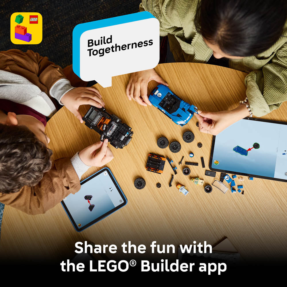 Use the lego builder app to make the LEGO 77264 Speed Champions Jaguar Project 7 & Land Rover Defender set