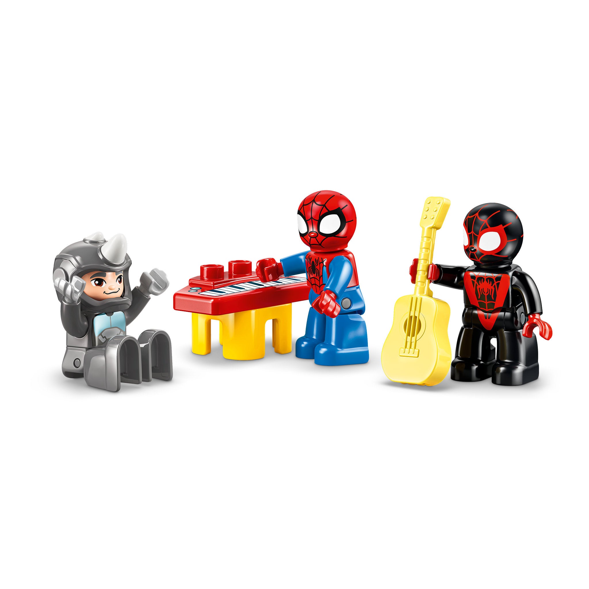 Spiderman figures in the LEGO 10464 DUPLO Disney Team Spidey Webquarters Set