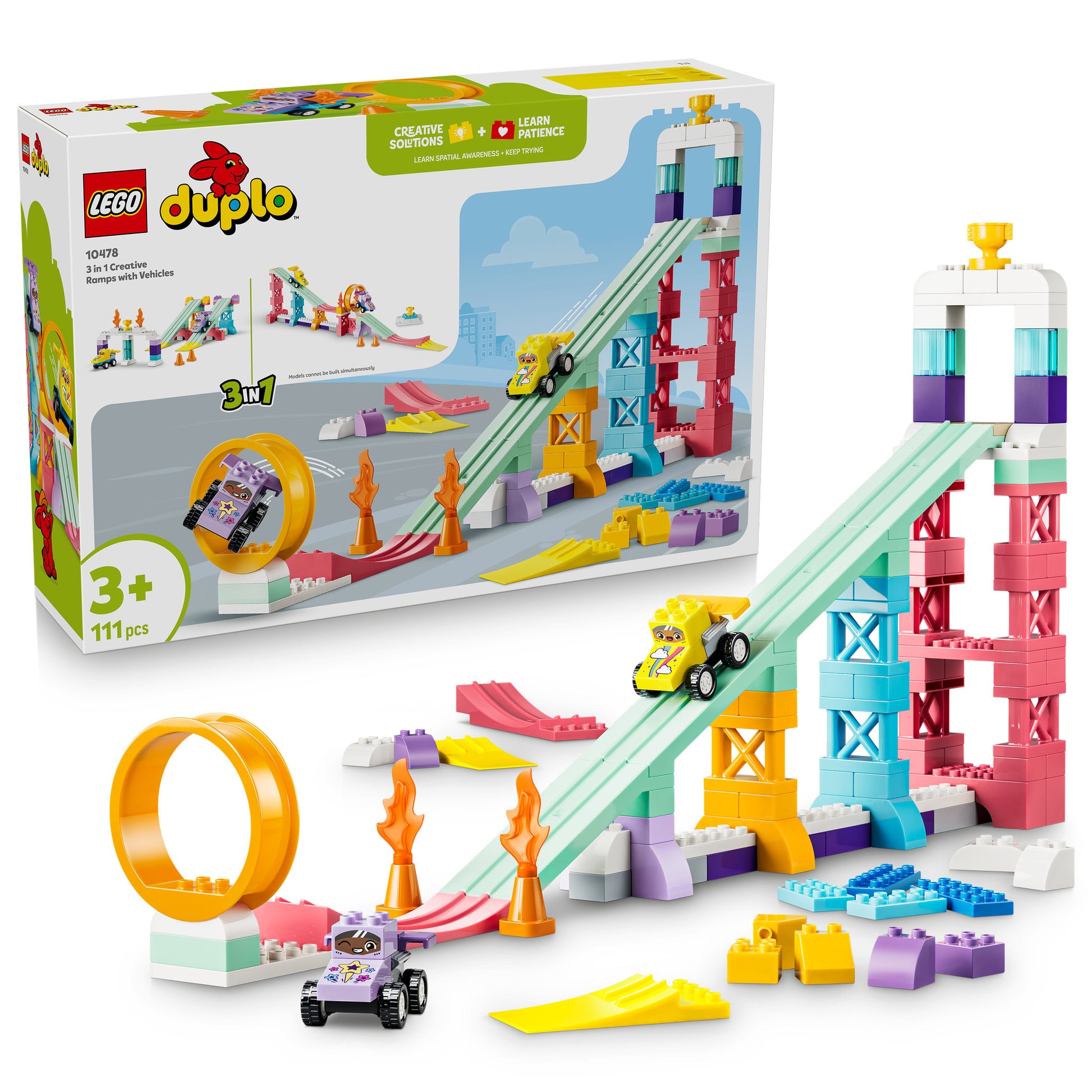 LEGO 10478 DUPLO Town 3in1 Creative Ramps with Vehicles Rollercoaster Set, assembled and with packaging