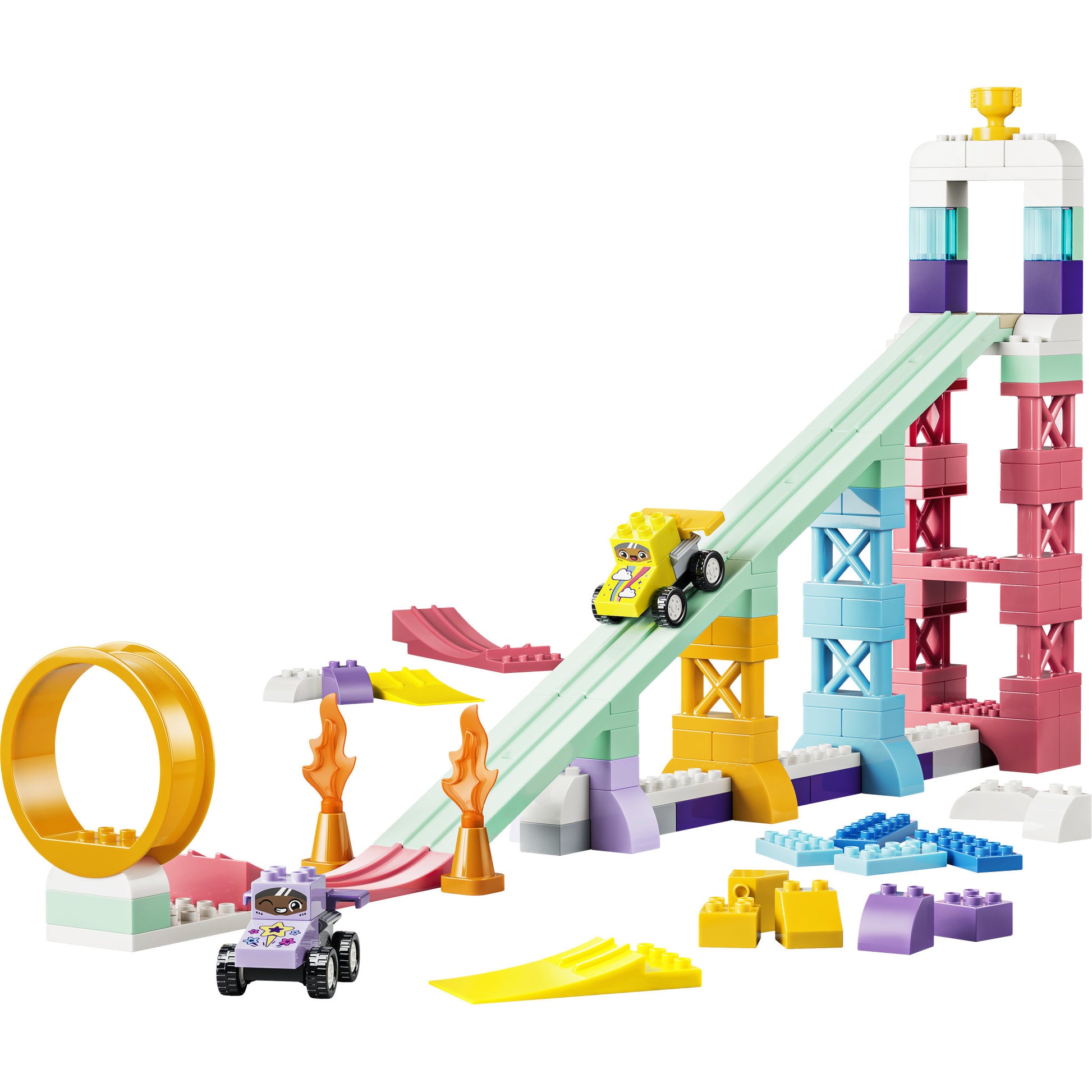 Assembled LEGO 10478 DUPLO Town 3in1 Creative Ramps with Vehicles Rollercoaster Set