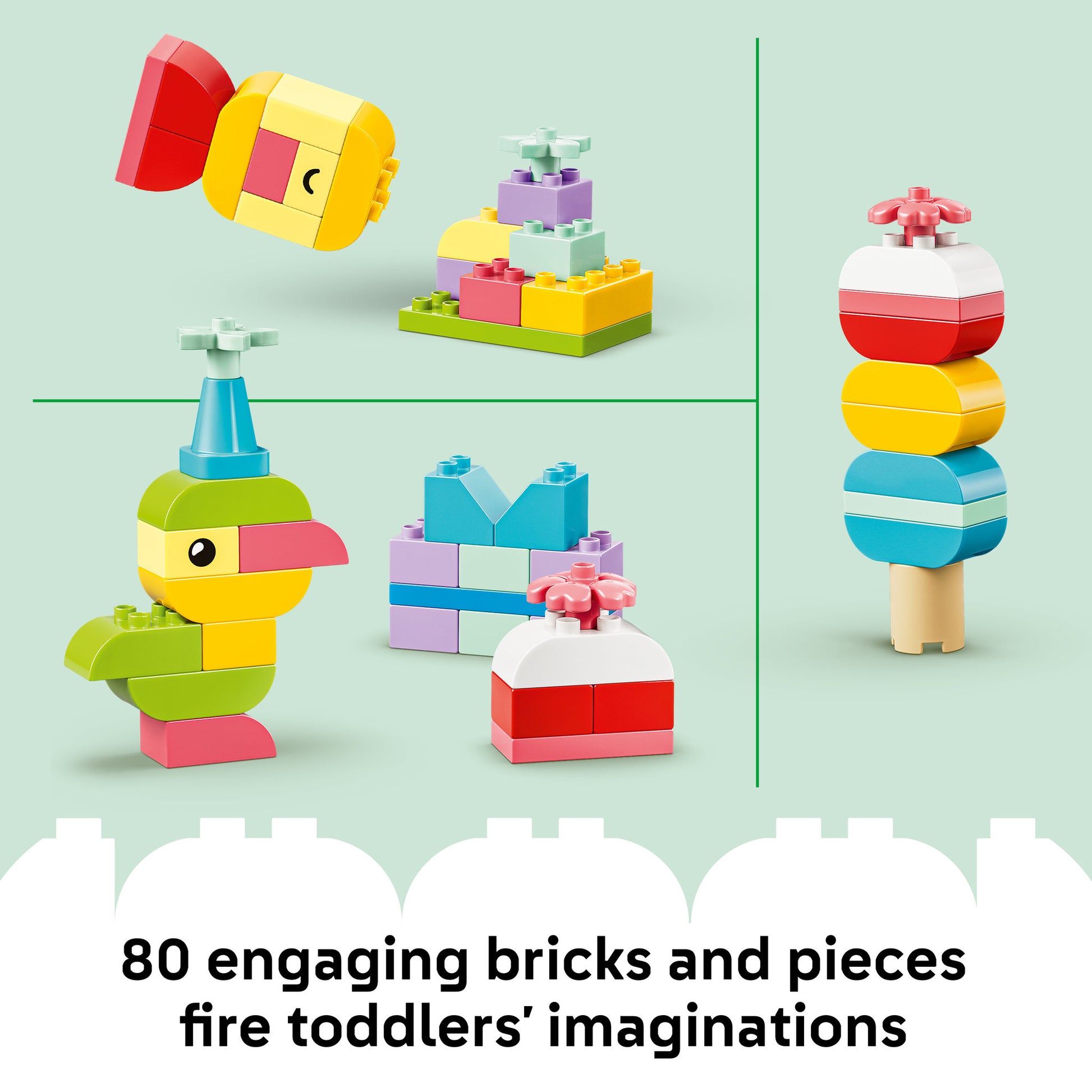 80 blocks in the LEGO 10479 DUPLO Classic Colorful Creative Box Loose Set