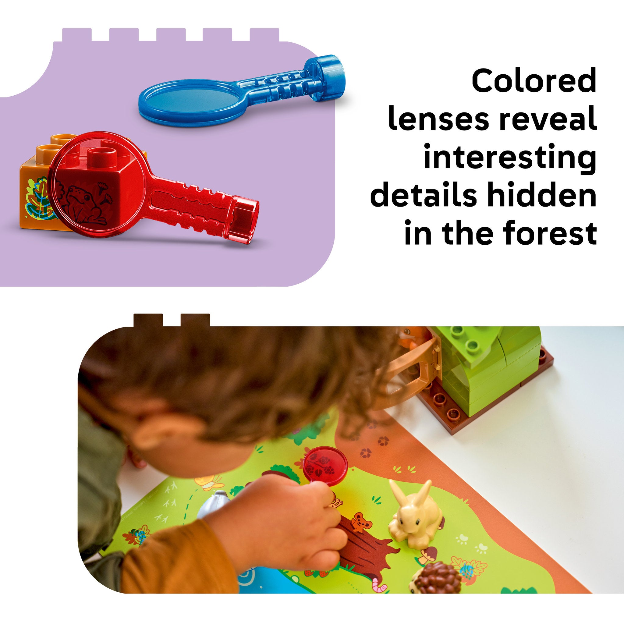 Coloured lenses for looking through at the LEGO 10480 DUPLO Town Discovery Forest with Wild Animals Set