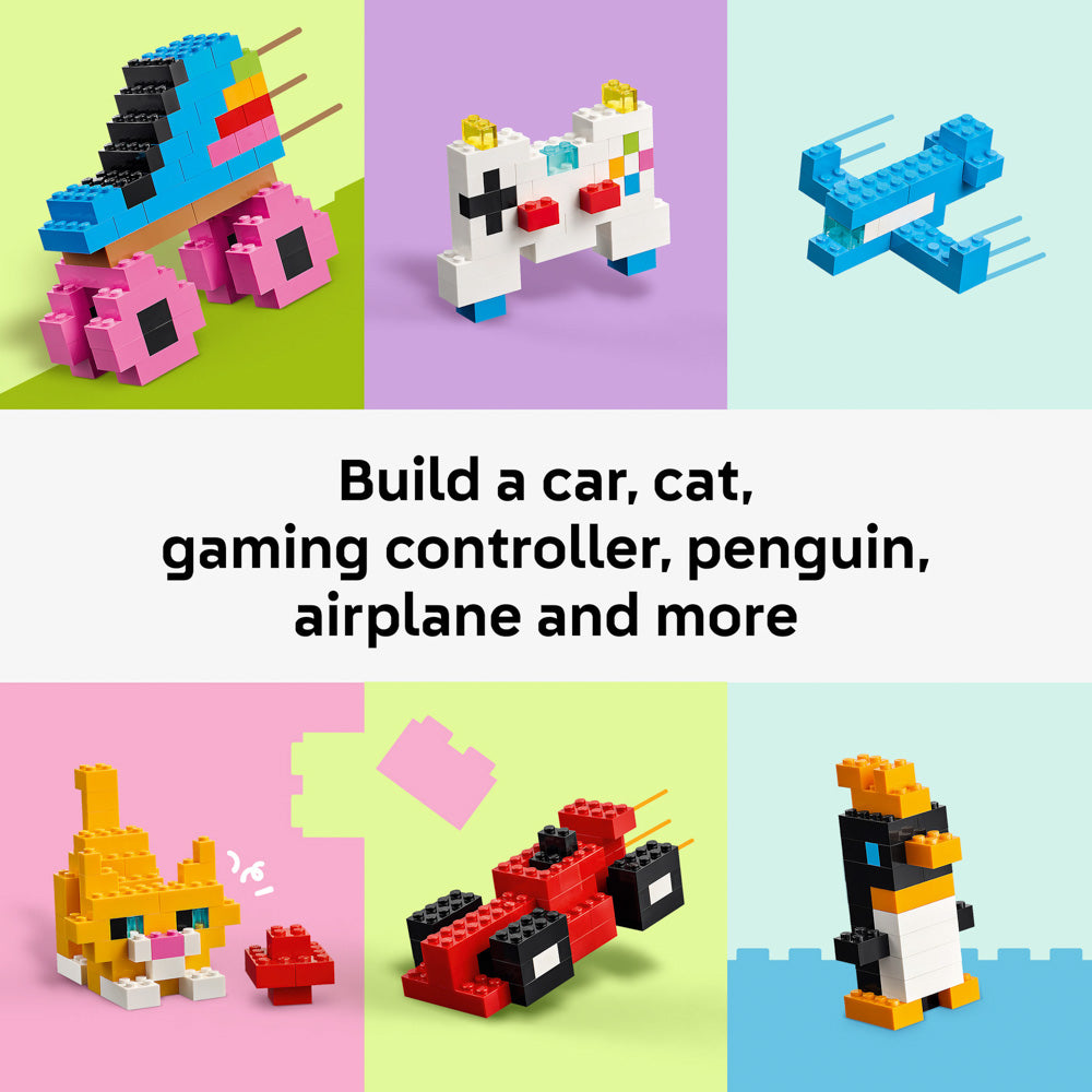 Build a car, cat, controller, penguin and airplane with the LEGO 11045 Classic Creative Colourful Bricks Blocks Loose Free-play Set